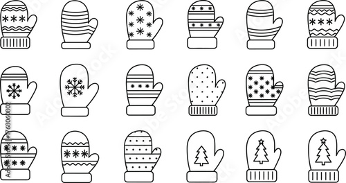 Collection of winter mittens in different styles