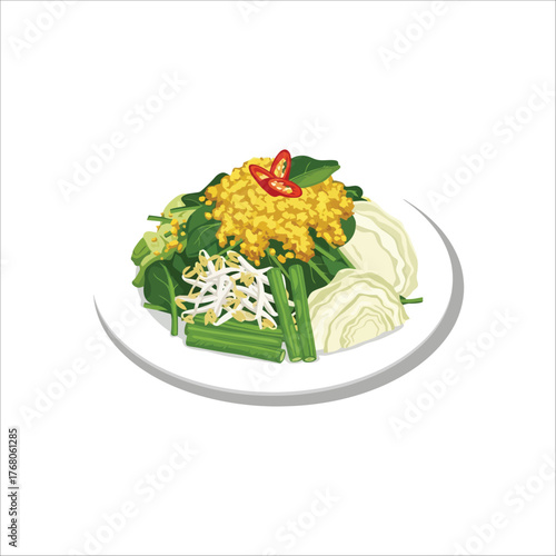 Freshly prepared vibrant vegetable salad on a white plate.