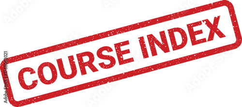 Red distressed rectangular stamp displaying a course index label, perfect for educational content organization
