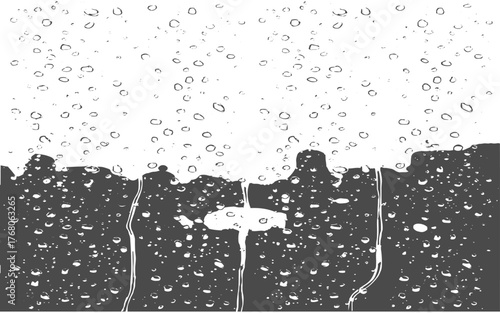 rain drops on the transparent grunge background.