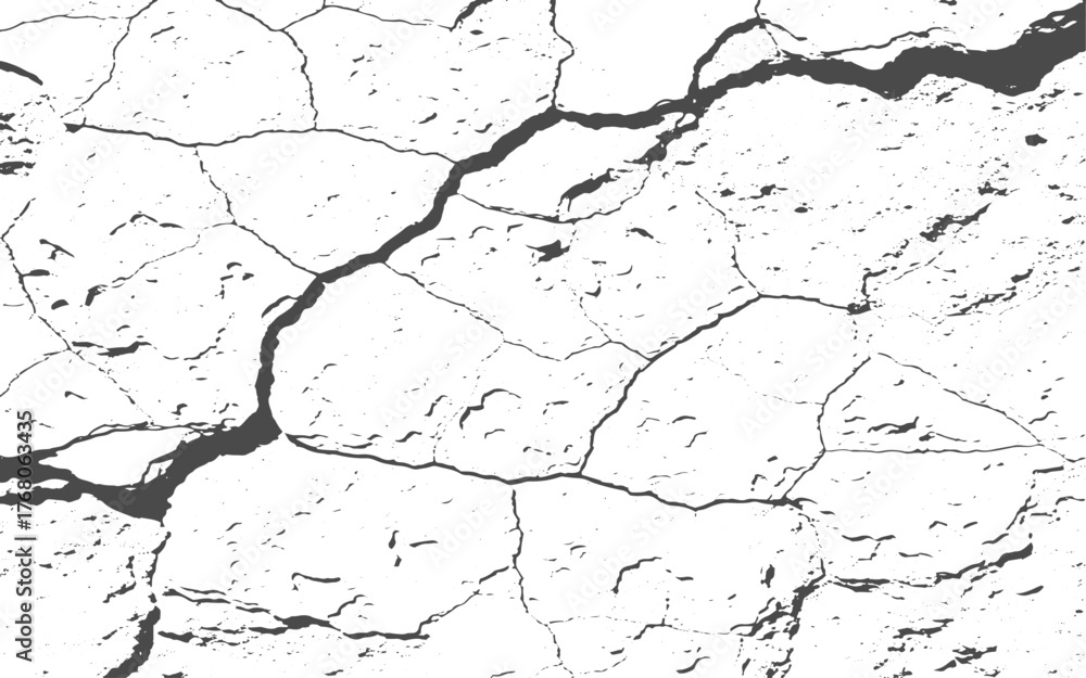 Obraz premium Vector the cracks concrete texture white and black.