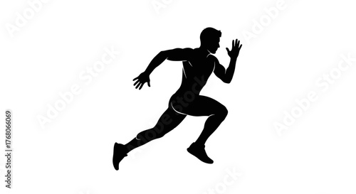 Silhouette of a male athlete in full sprint, showcasing movement and speed.