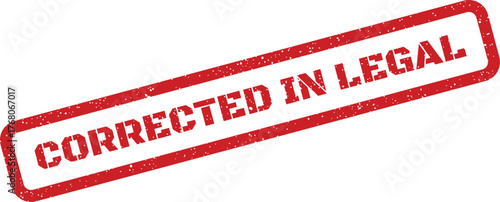 Textured red rectangular stamp with corrected in legal message, suitable for law documents and regulatory compliance