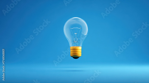 Light bulb floating idea concept blue background creative innovation inspiration light bulb