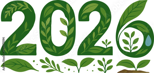 Embrace 2026 with a flourishing new year, symbolized by vibrant leaves and growth, hope and nature