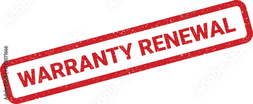Bold grunge warranty renewal stamp signifying an extended service agreement or continued product protection