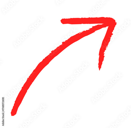 Hand-drawn red marker arrow isolated transparent, marker chalk stroke arrows vector.
