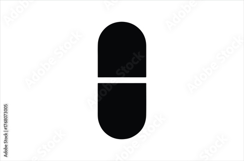 A simple black capsule illustration on a plain white background