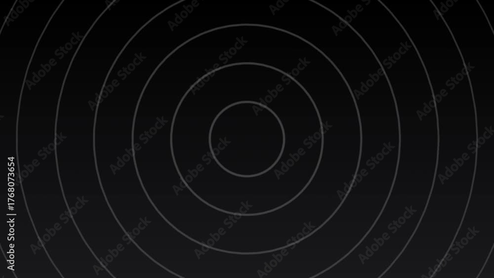 dark grey black gradient with animated concentric circles on fading background. Suitable for dark abstract backgrounds, tech design, and futuristic themes.