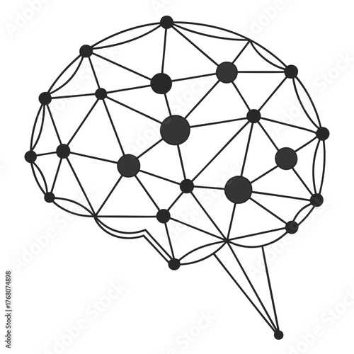 Brain connection, neural network with nodes and lines