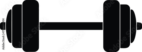 Black Dumbbell Silhouette Icon – Fitness, Gym, and Weightlifting Vector