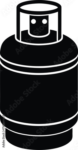 Black and White Propane Gas Tank Vector Icon Isolated on White Background