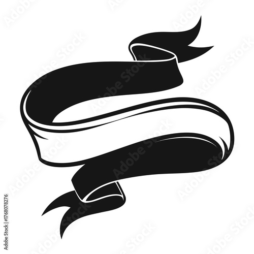 Elegant black swirl ribbon banner vector graphic for declarative design projects vector