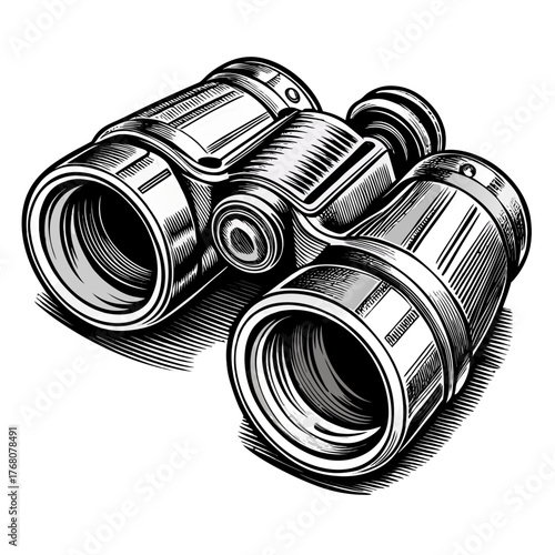 Detailed vintage binoculars sketch vector illustration scalable object for exploration and discovery vector