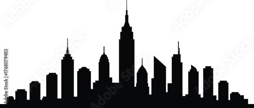 Modern New York City skyline silhouette with Empire State Building vector illustration for travel, architecture, urban design, and city art