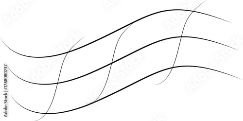 Displays a set of three parallel, horizontal, wavy lines intersected by two vertical, wavy lines.