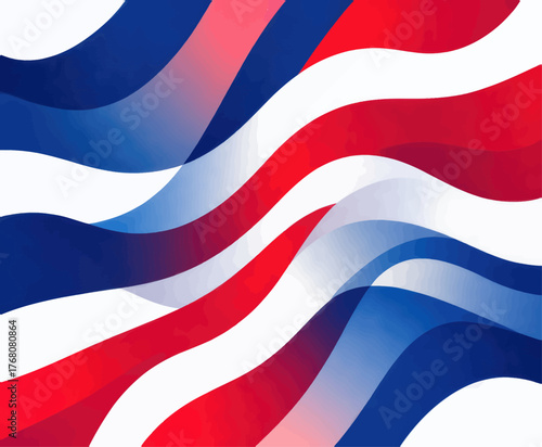 Abstract wave pattern with red blue white stripes, modern graphic design