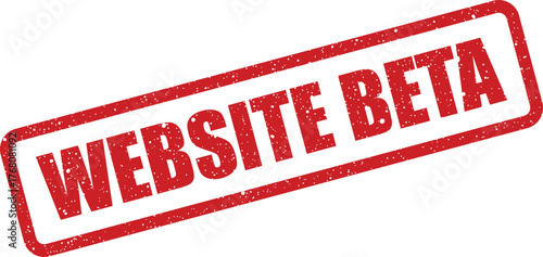 Gritty rectangular rubber stamp featuring the website beta text, indicating a software testing phase or prelaunch