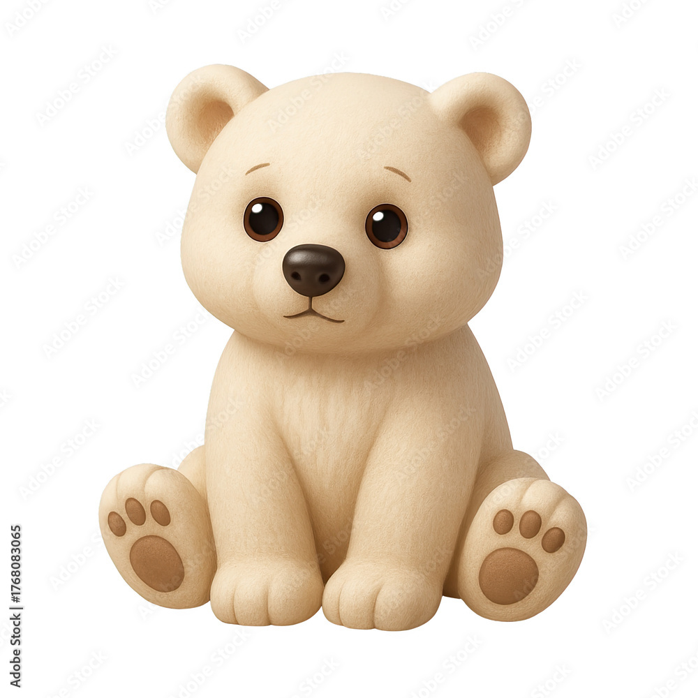 Obraz premium Cute cartoon bear character sitting happily.