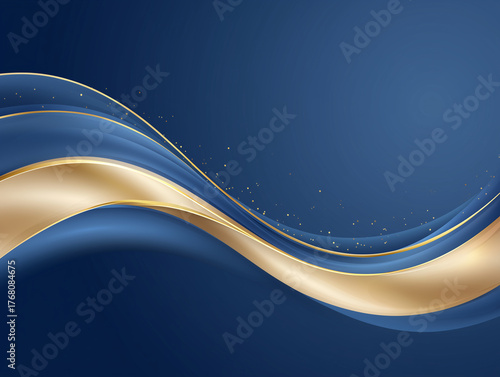 紺色背景にゴールドウェーブが輝く高級感あふれるグラフィック素材