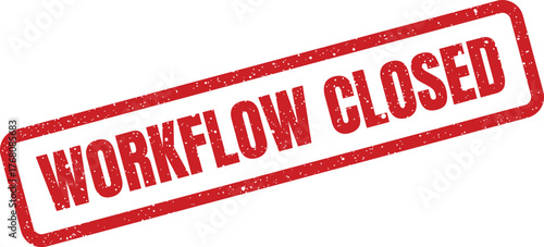 Grunge textured rubber stamp effect indicating a WORKFLOW CLOSED status, useful for project management tracking
