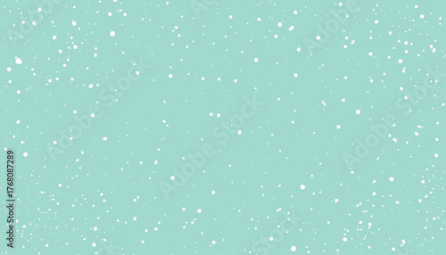 Snowflakes falling on mint green background, minimalist winter pattern design
