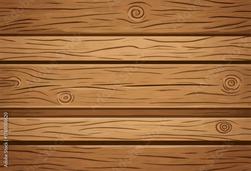 Wooden plank background with grain texture, cartoon-style illustration, horizontal boards
