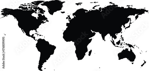 World map silhouette global geography travel business digital graphic vector