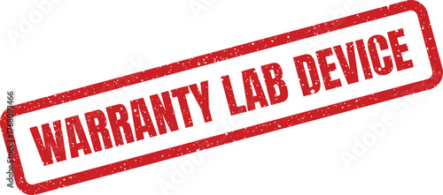 Grungy rubber stamp with the text WARRANTY LAB DEVICE in a rectangular frame for official document marking