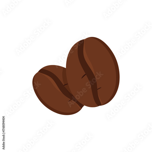 Stylized Brown Coffee Beans on White Backgroun