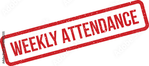 Official weekly attendance stamp with grungy texture, ideal for tracking presence in schools, offices, or events