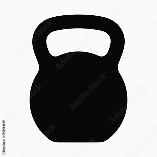 A solid silhouette black kettlebell icon