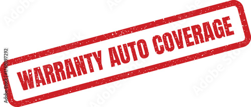 Red distressed stamp displaying WARRANTY AUTO COVERAGE for vehicle and automotive insurance documents