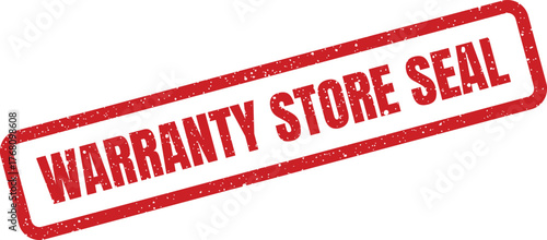 Red rectangular grunge stamp featuring the specific phrase Warranty Store Seal for official product endorsement