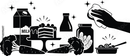 Vector art of cleaning food and groceries
