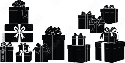 Vector art of silhouette of gift boxes