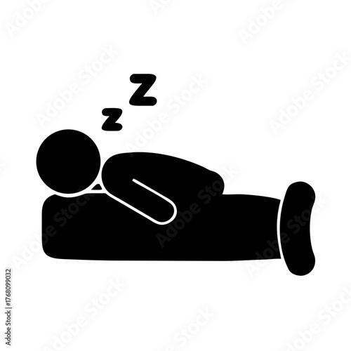Silhouette of a person sleeping in bed with zzz symbols