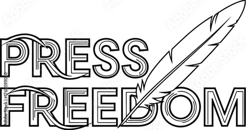 Vector art of press freedom concept with feather
