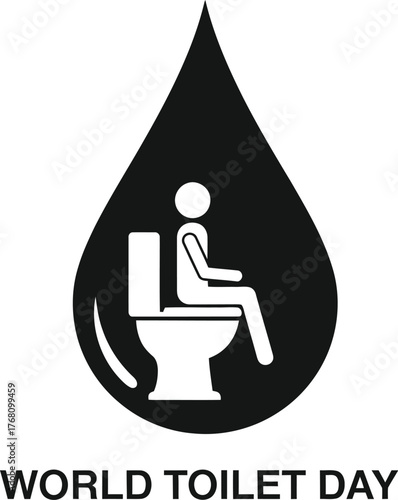 Vector art of world toilet day with person sitting on toilet