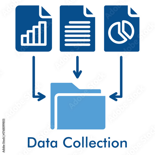 Data Collection Icon. Outline Color Icon Style. Vector Illustration for Cloud Storage and Information Gathering Concept.