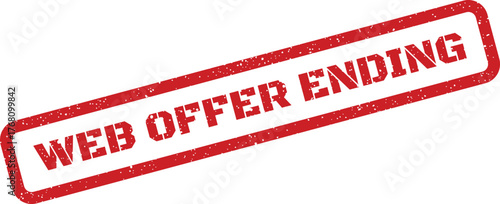 Red textured rubber stamp graphic presents WEB OFFER ENDING message, signifying a limited time online promotion
