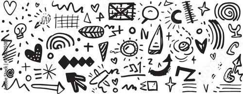 Abstract Hand Drawn Doodle Elements Vector Set

Modern Ink Brush Shapes and Symbols Collection

Creative Abstract Marks and Scribble Design Pack