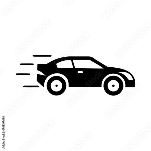 Silhouette of a car moving with speed lines behind it