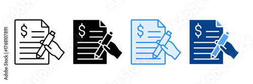 Contract Signing Icon Set Multiple Style Collection