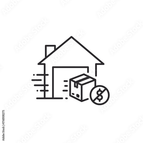 Free home delivery service line icon illustration.