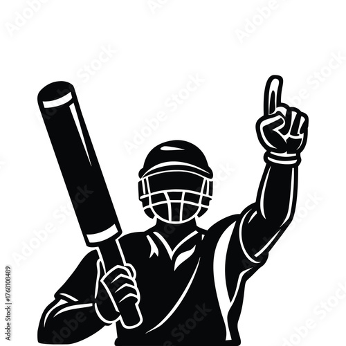 Cricket umpire signal black white illustration sport athletic decision game competition out dismissal point gesture