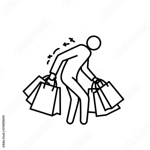 Person struggling with heavy shopping bags.