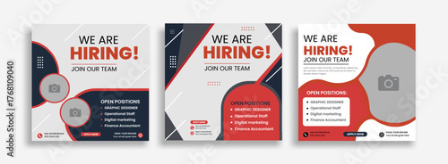 We are hiring social media post template set modern Job Vacancy Banner for Business	
