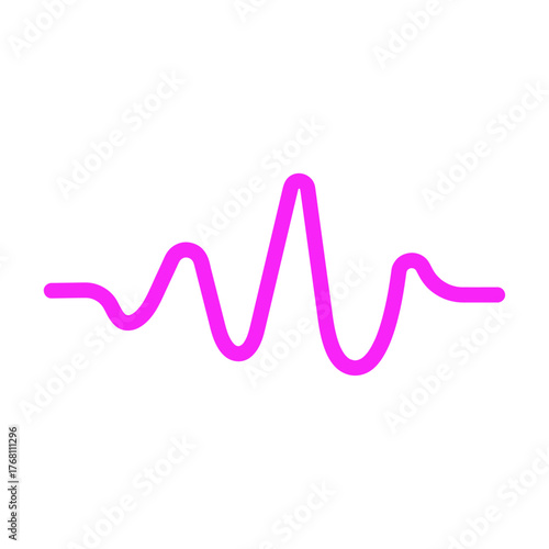 Abstract sound wave graphic with fluctuating pink line on a white background, symbolizing audio