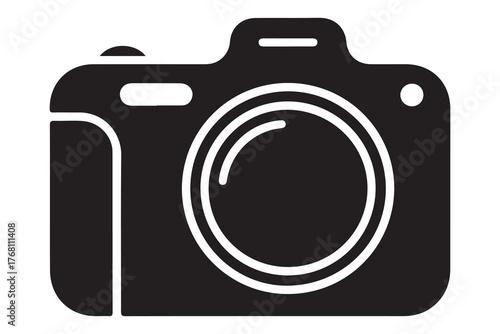 Silhouette of camera icon black outline vector illustration isolated on white background
